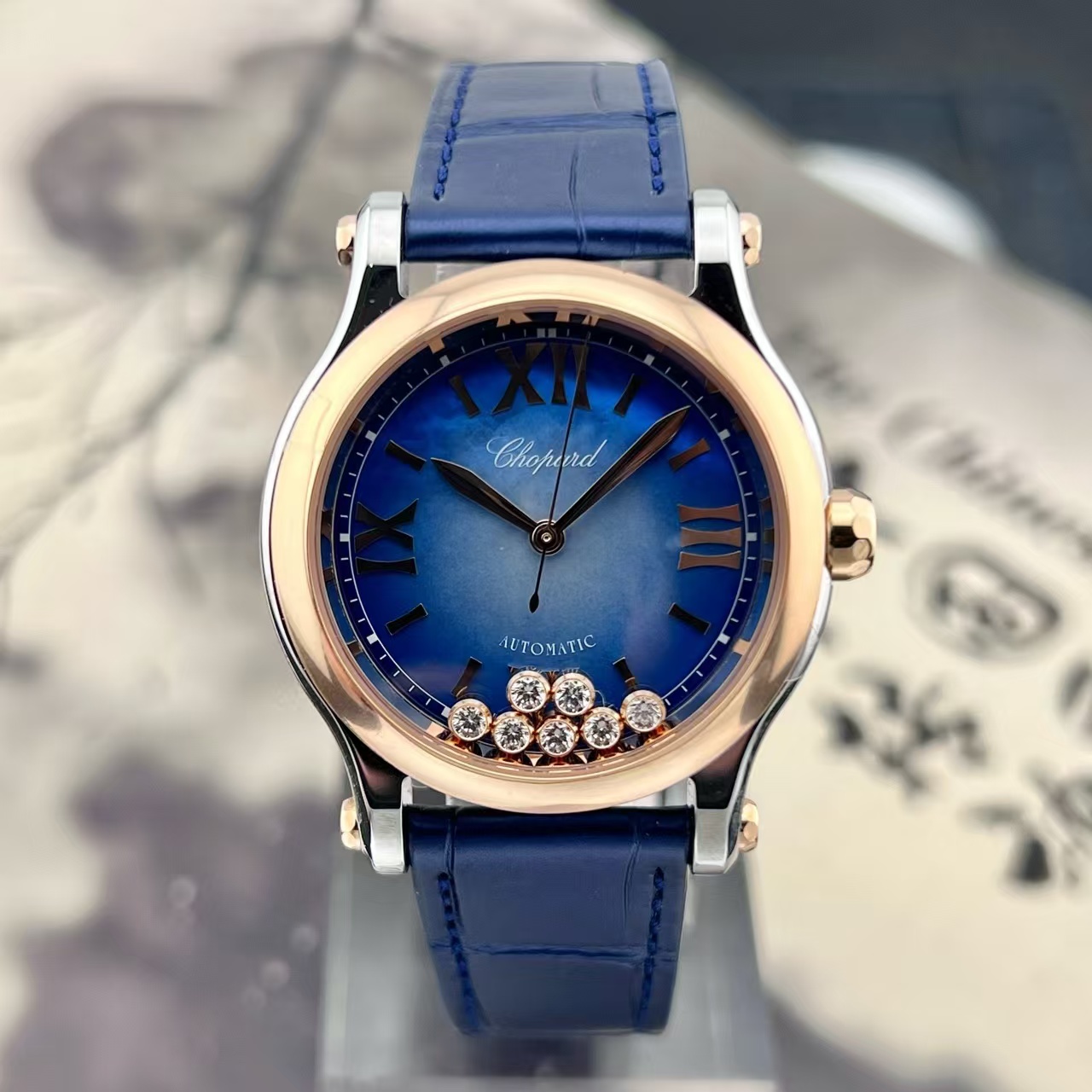 未使用 Chopard/萧邦 24年准新 36mm 278578-6003 蓝面间金原钻