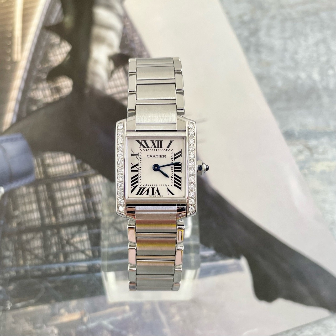 95新 Cartier/卡地亚 坦克W51008Q3单表 后镶钻 女士后钻优雅名表