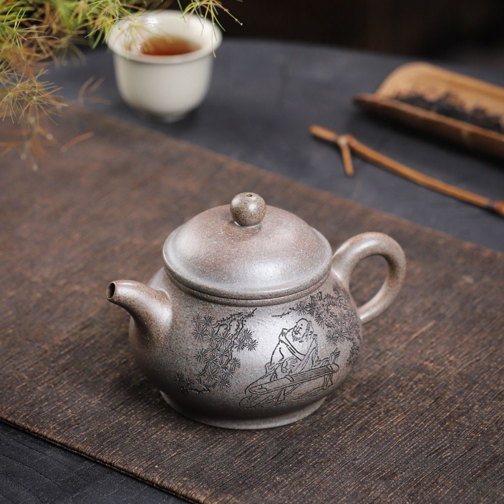 260毫升宜兴紫砂壶手工中式茶壶老人壶泡茶壶原矿老青段泥潘壶