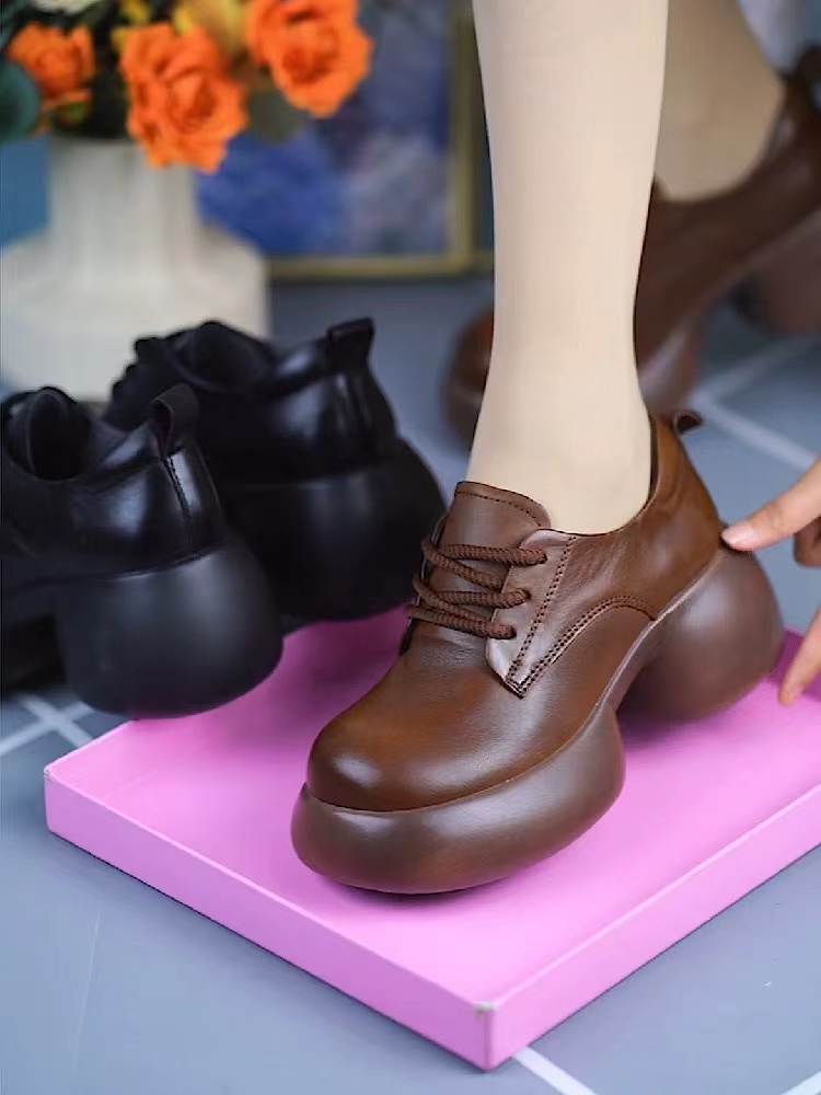 如9898真皮增高厚底时尚单鞋