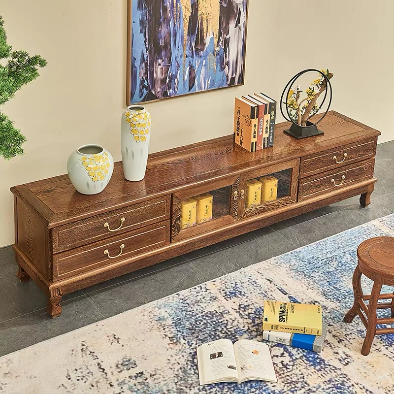 鸡翅木新中式牛角电视柜