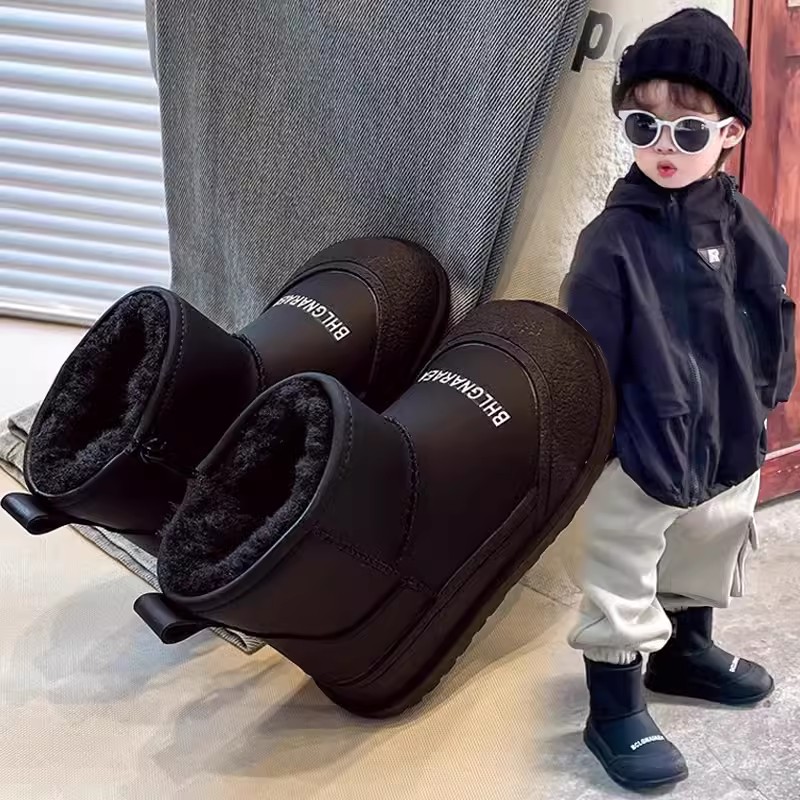 男童雪地靴2023新款冬季加绒加厚皮毛一体儿童大棉鞋防水防滑靴潮