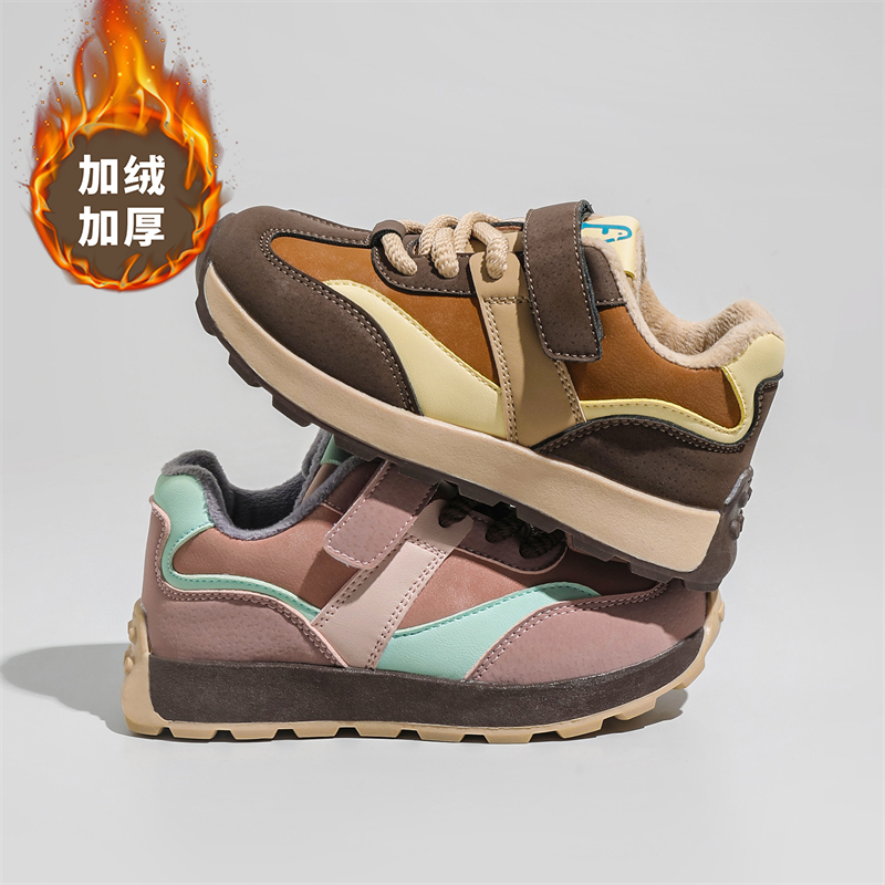 二棉男童女童阿甘鞋冬季加绒加厚儿童鞋子3-6岁魔术贴防滑运动鞋