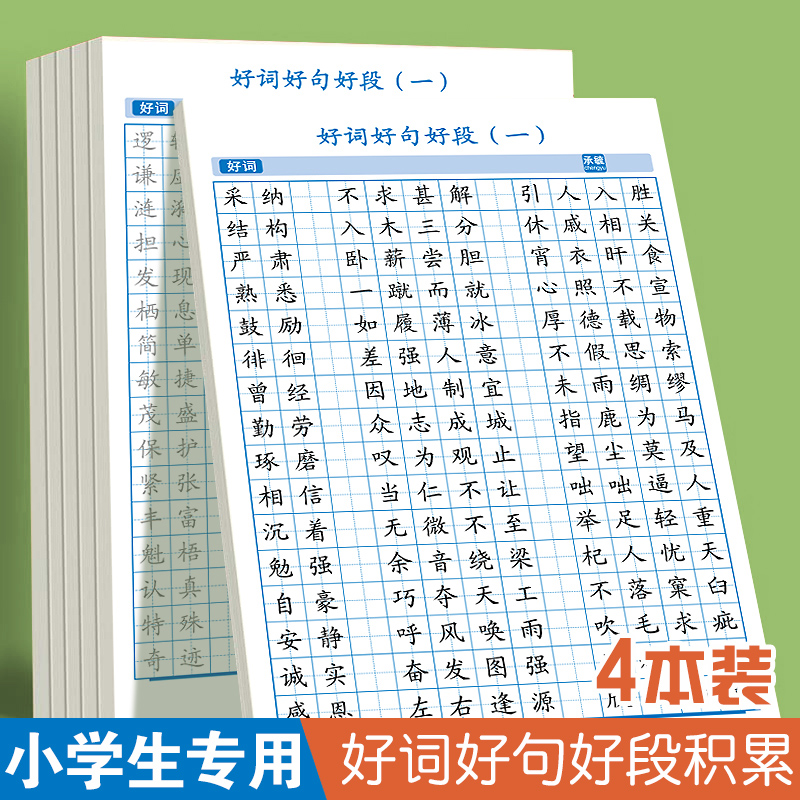 【4本装】小学生专用练字帖好词好句好段积累字帖词语成语句子练习