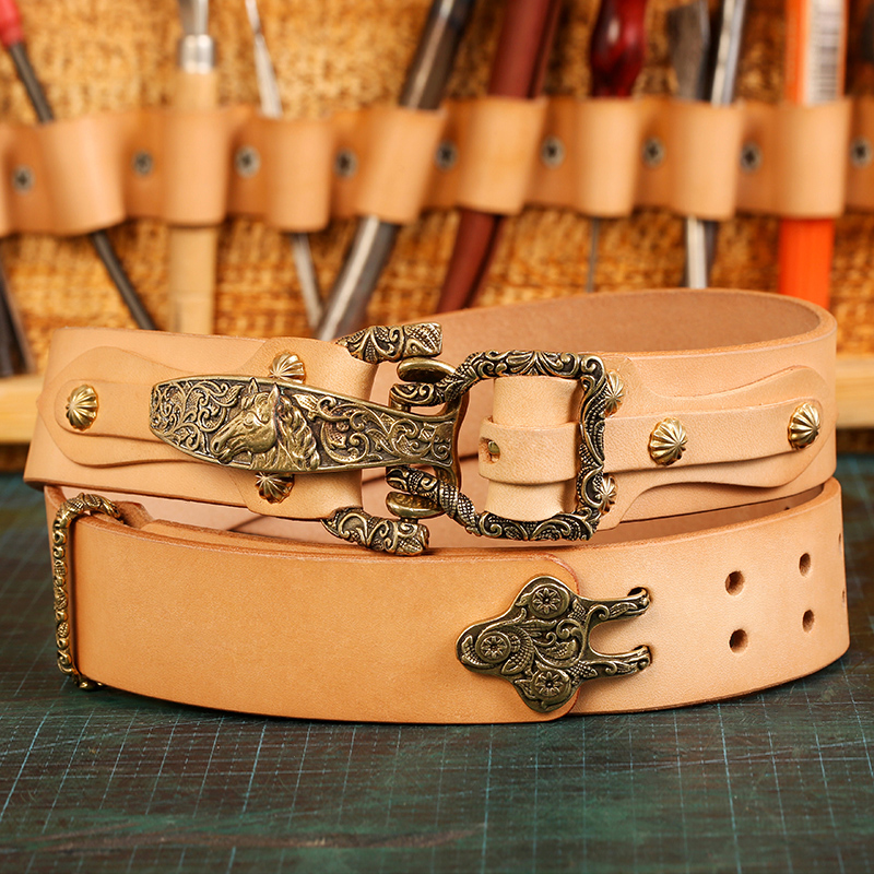 美式复古利特尔顿骑兵腰带男士马术机车朋克音乐人皮带手工定制