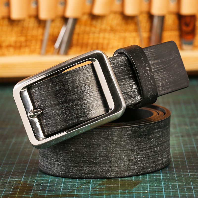 英国皇家马缰牛皮手工皮带白钢日字扣男士腰带商务休闲皮带男