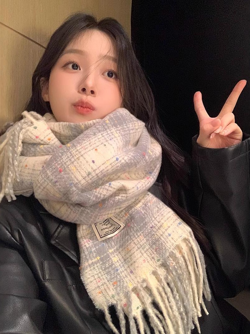 2025新款围巾女冬季网红款百搭秋冬保暖韩系学生情侣格子厚围脖