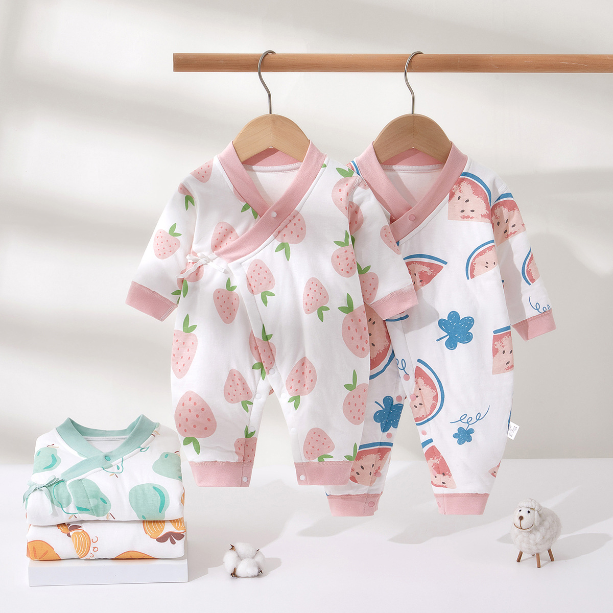 40克薄棉新生婴儿儿衣服秋冬装连体衣夹棉衣哈衣初生宝宝加厚棉服