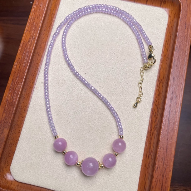 【艺品堂】情缘 小米珠 紫 晶晶  项链  设计款锁骨链 时尚   达人
