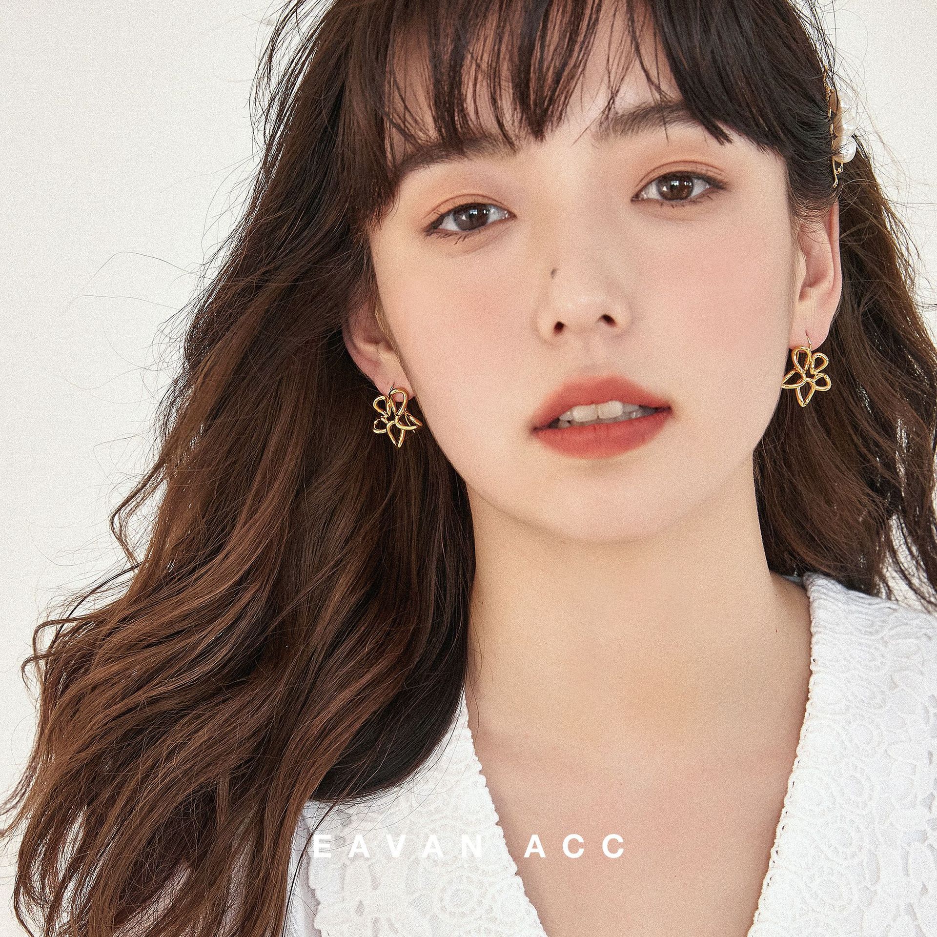 铜合金树脂耳饰 A380韩版莫奈花园镂空花朵法式气质ins少女百搭