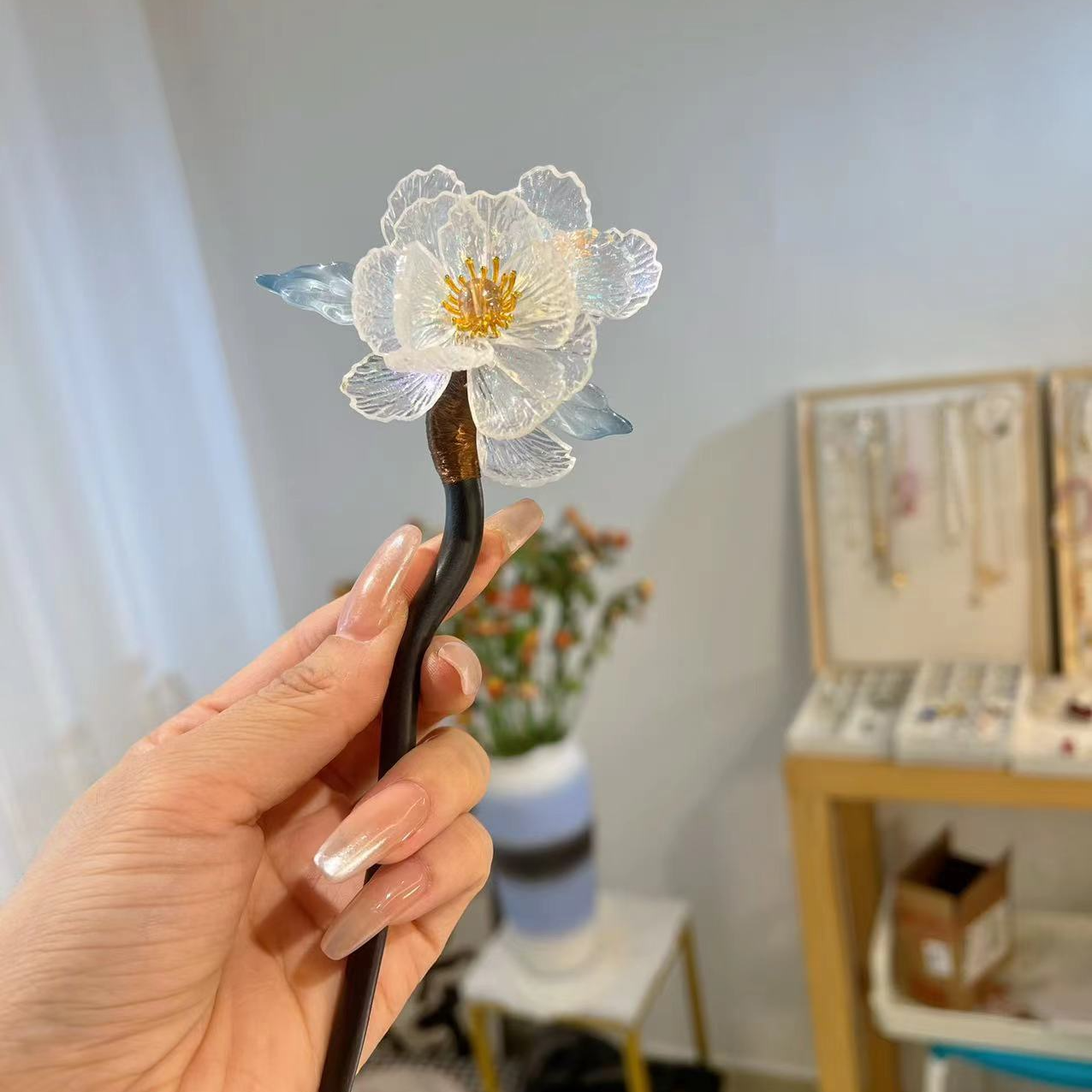 传统工艺制作夏日超仙古风发簪气质气质