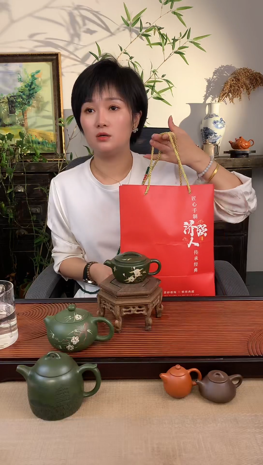 【闪购商品】紫砂茶壶梅花炮嘴汉瓦翡翠绿泥（爽）