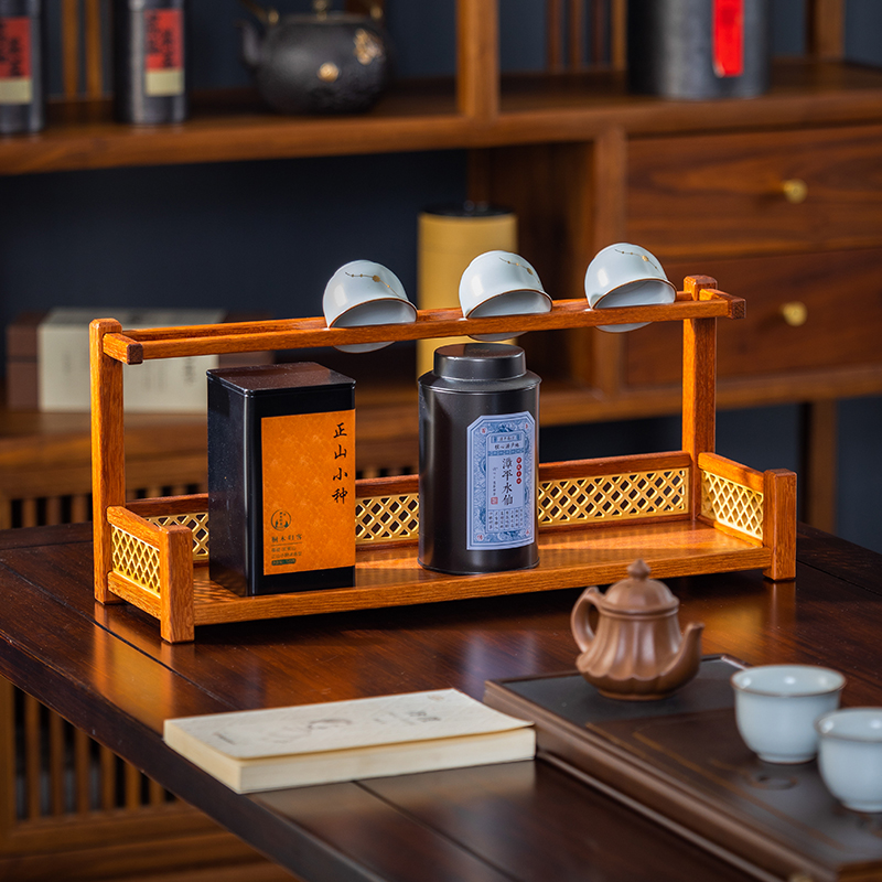 实木茶杯架子茶具茶器紫砂壶收纳架茶桌摆放架博古架小型置物架