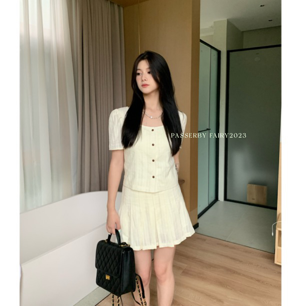 PASSERBY FAIRY 约会日 气质学院风两件套法式设计感显瘦套装M510