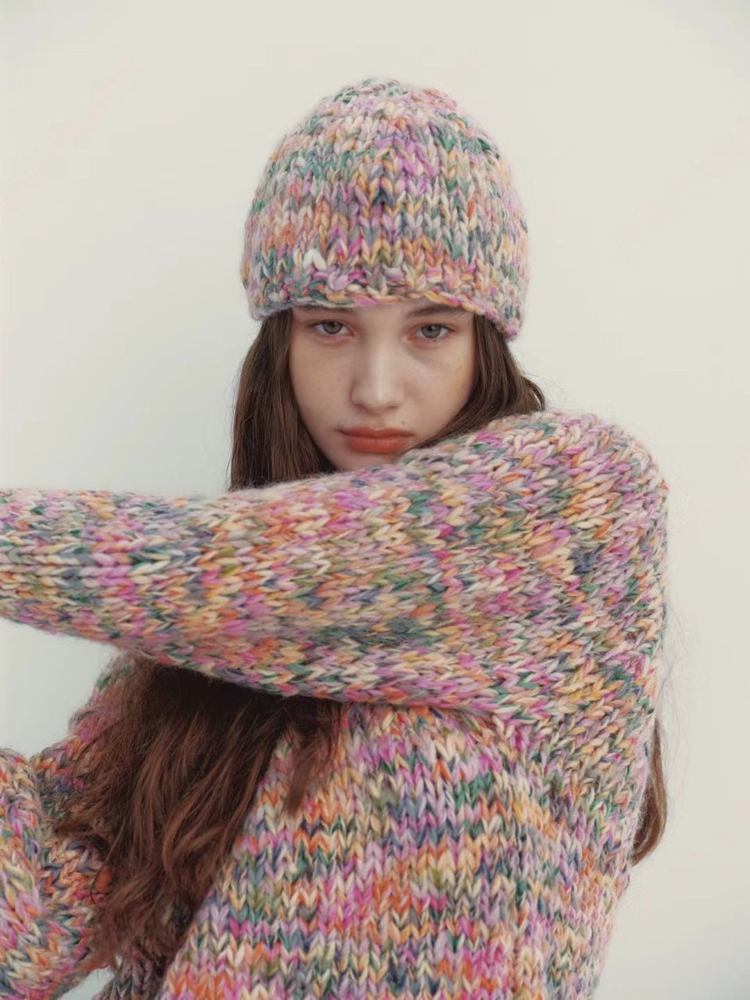 【宋恩彩】在韩—ST handmade“100纯手工羊毛”彩线半高领毛衣