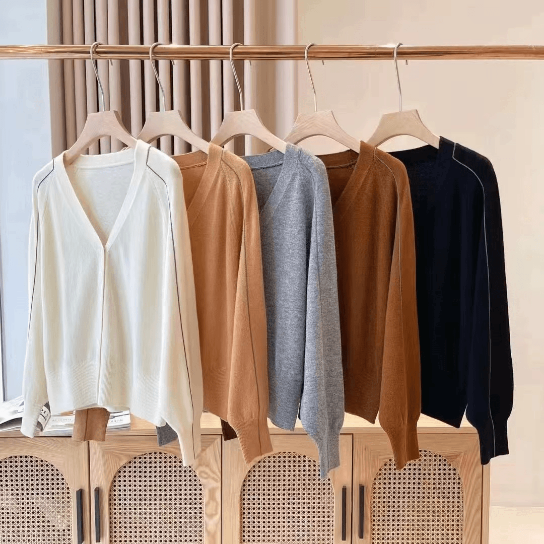 【BC】24新款秋冬气质百搭经典V领羊毛珠链开衫外搭薄外套71097-234