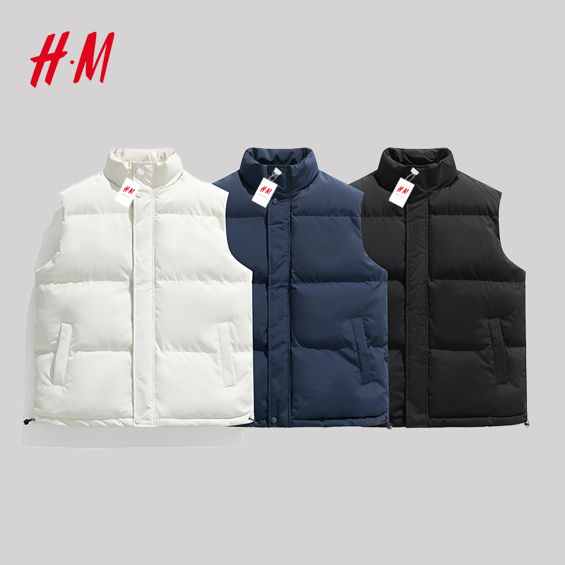 HM秋冬正品折扣马甲保暖棉服轻奢爆款上档次外穿运动外套休闲棉衣