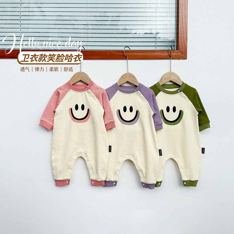 ins风婴儿春秋新款韩国婴幼儿连体衣宝宝卡通长袖爬爬服kenikids