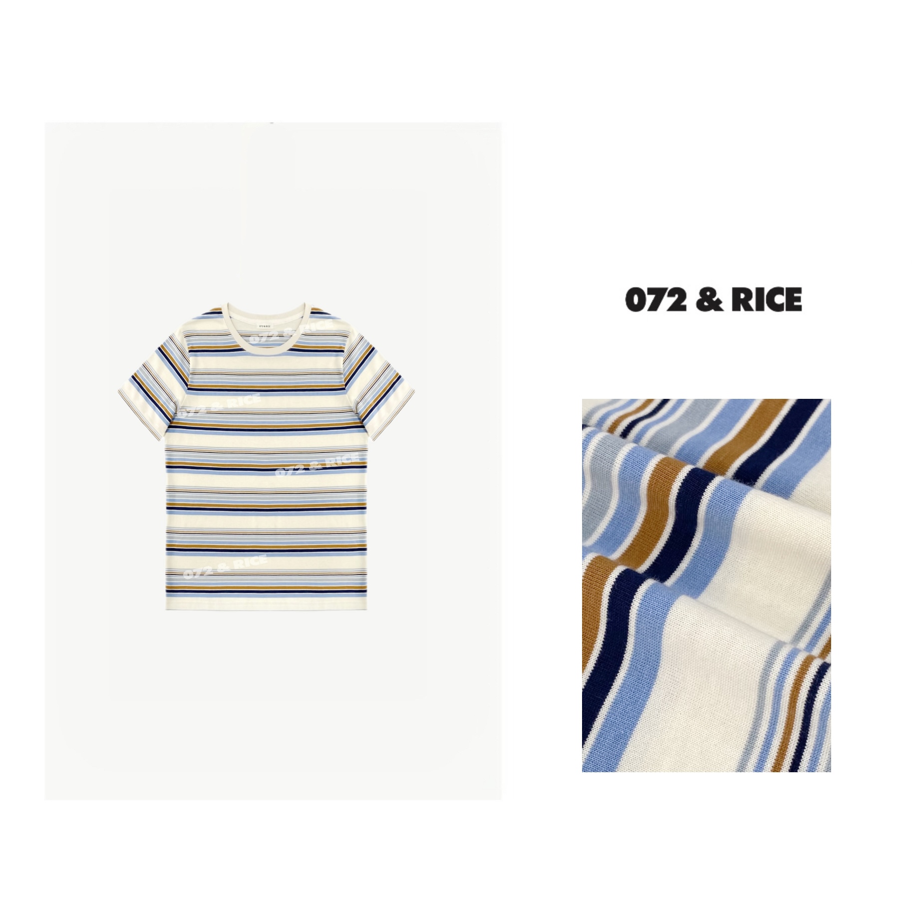 072 & RICE【粉袖TEE】100纯棉 春夏条纹短袖T恤 24NB082Z FF