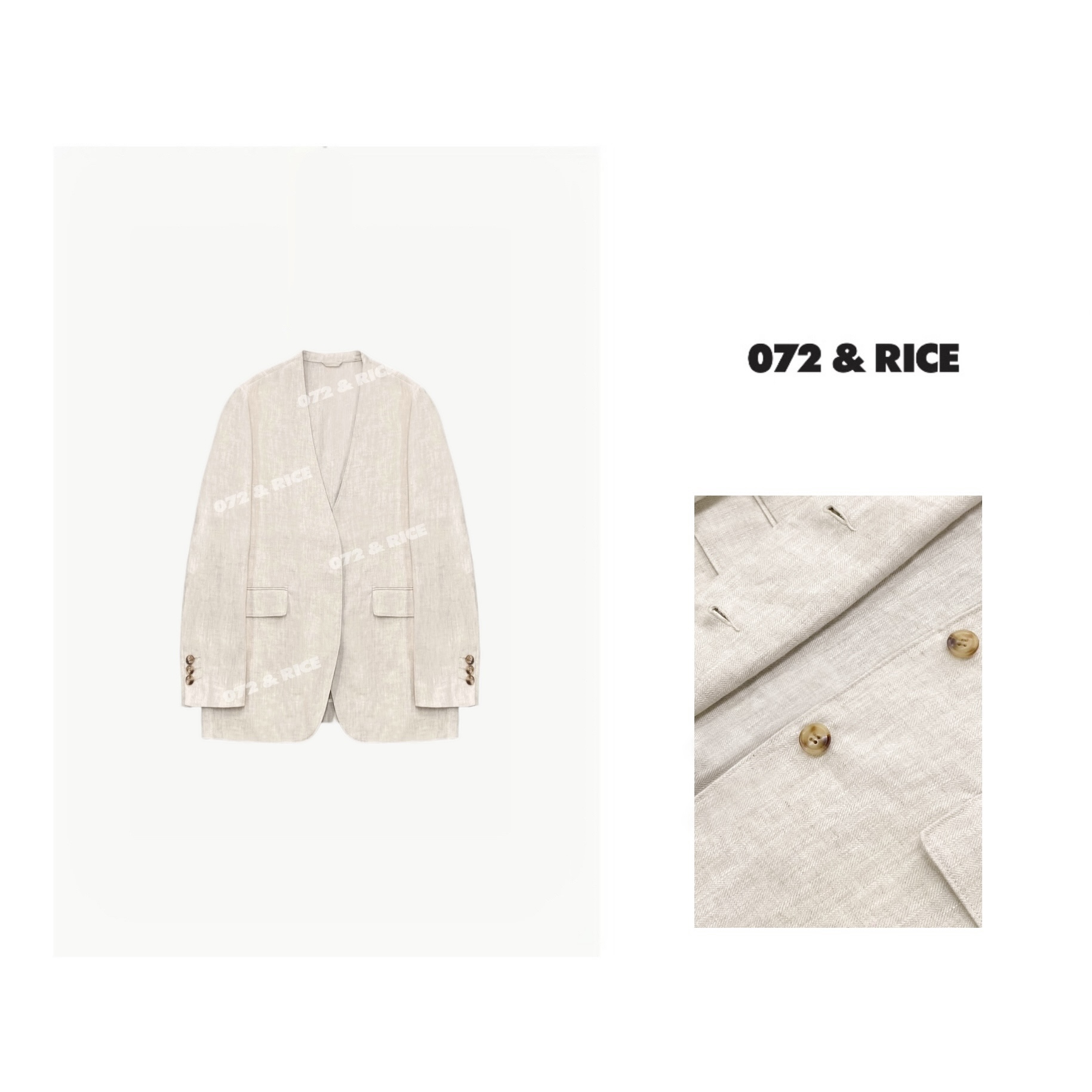 072 & RICE【露水】100亚麻 夏季休闲薄款单粒扣西装外套 MU007 FF