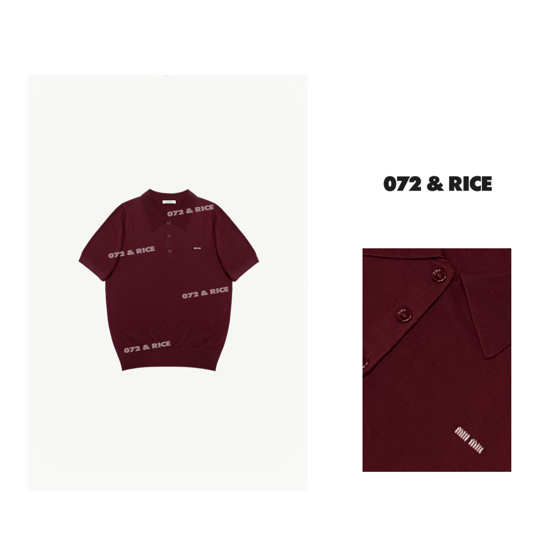 072 & RICE【妙妙POLO】春季休闲翻领短袖针织衫 24SJ12