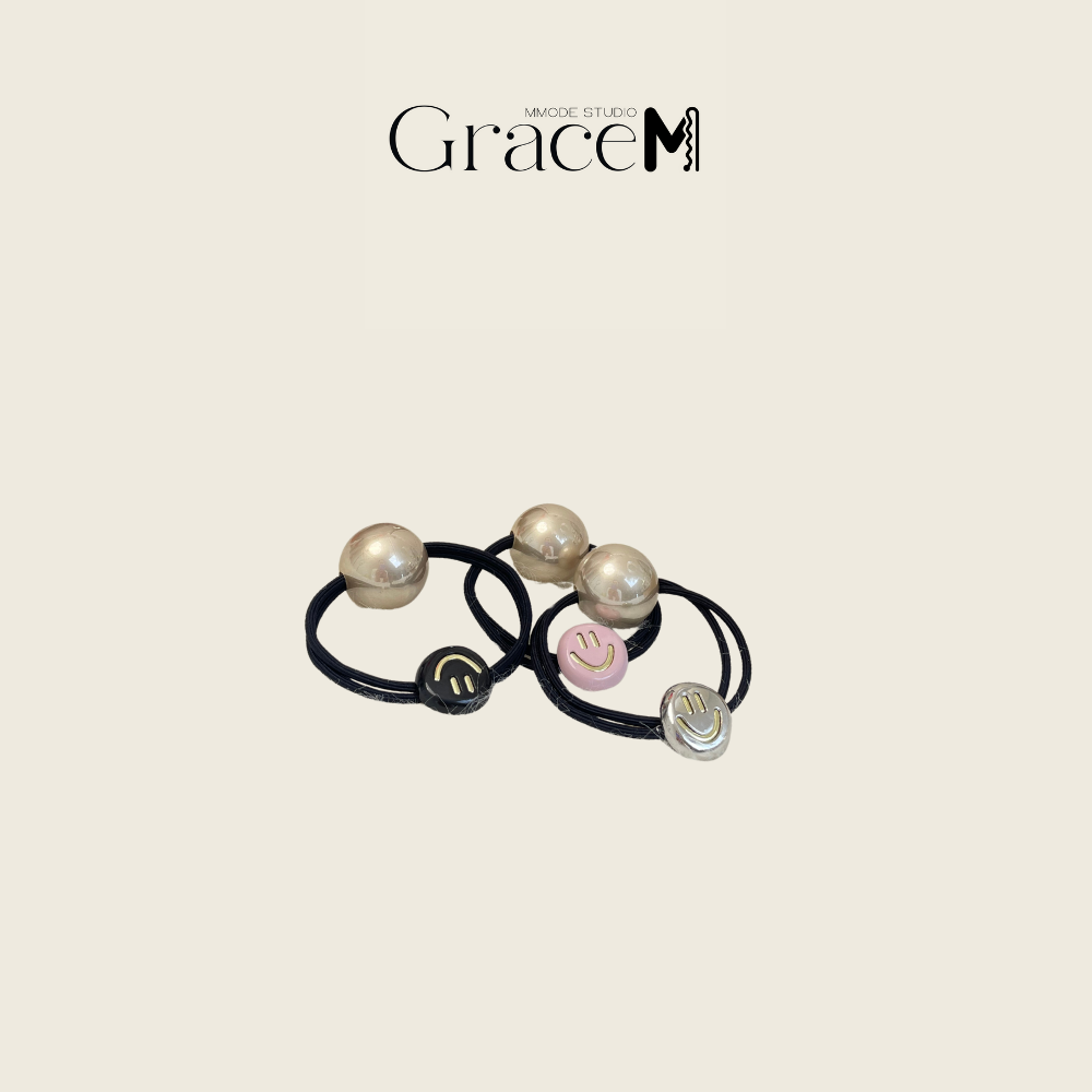 M044 笑脸贝贝珠皮筋基础款简约扎头发头绳发圈