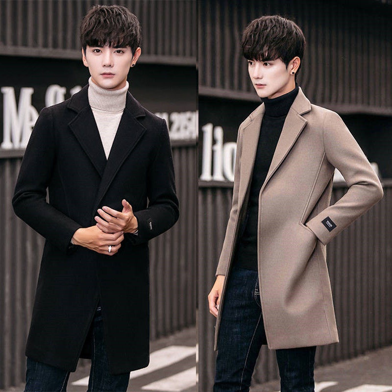 【小扬哥推荐】男士风衣2023秋冬季韩版潮中长款风衣男修身帅气毛呢