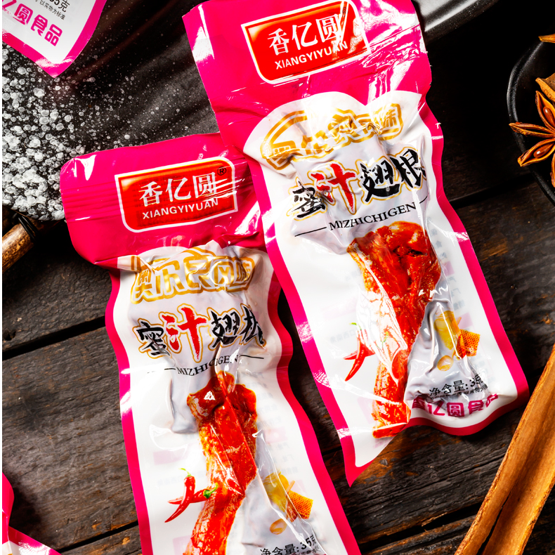 香亿圆鸭翅根*32包蜜汁味香辣味真空包装开袋即食追剧零食