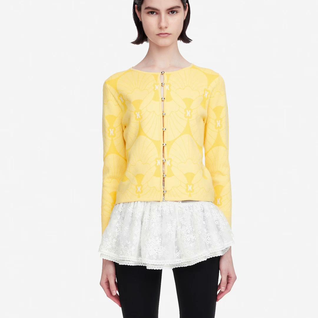 CELECT买手店 HERLIAN 24年秋季新品女士多纽扣印花针织开衫