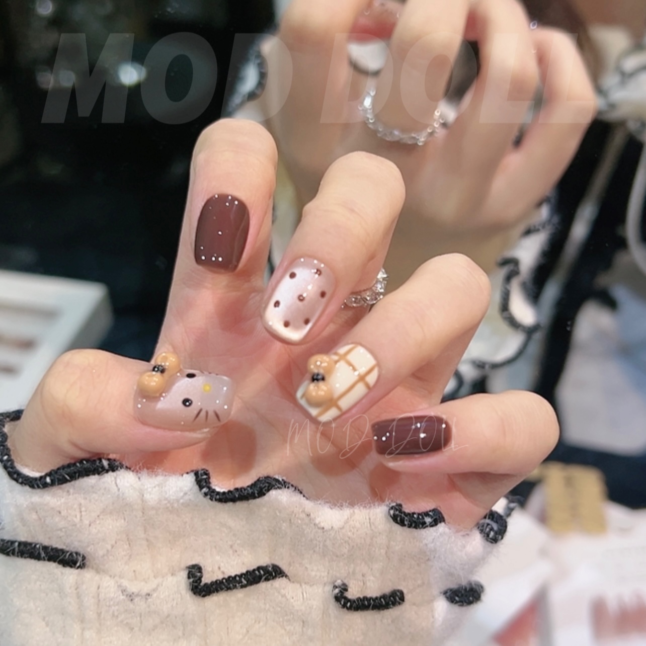 【kitty猫眼】 2025新款高级感秋冬kitty猫眼可爱显白纯手工穿戴甲