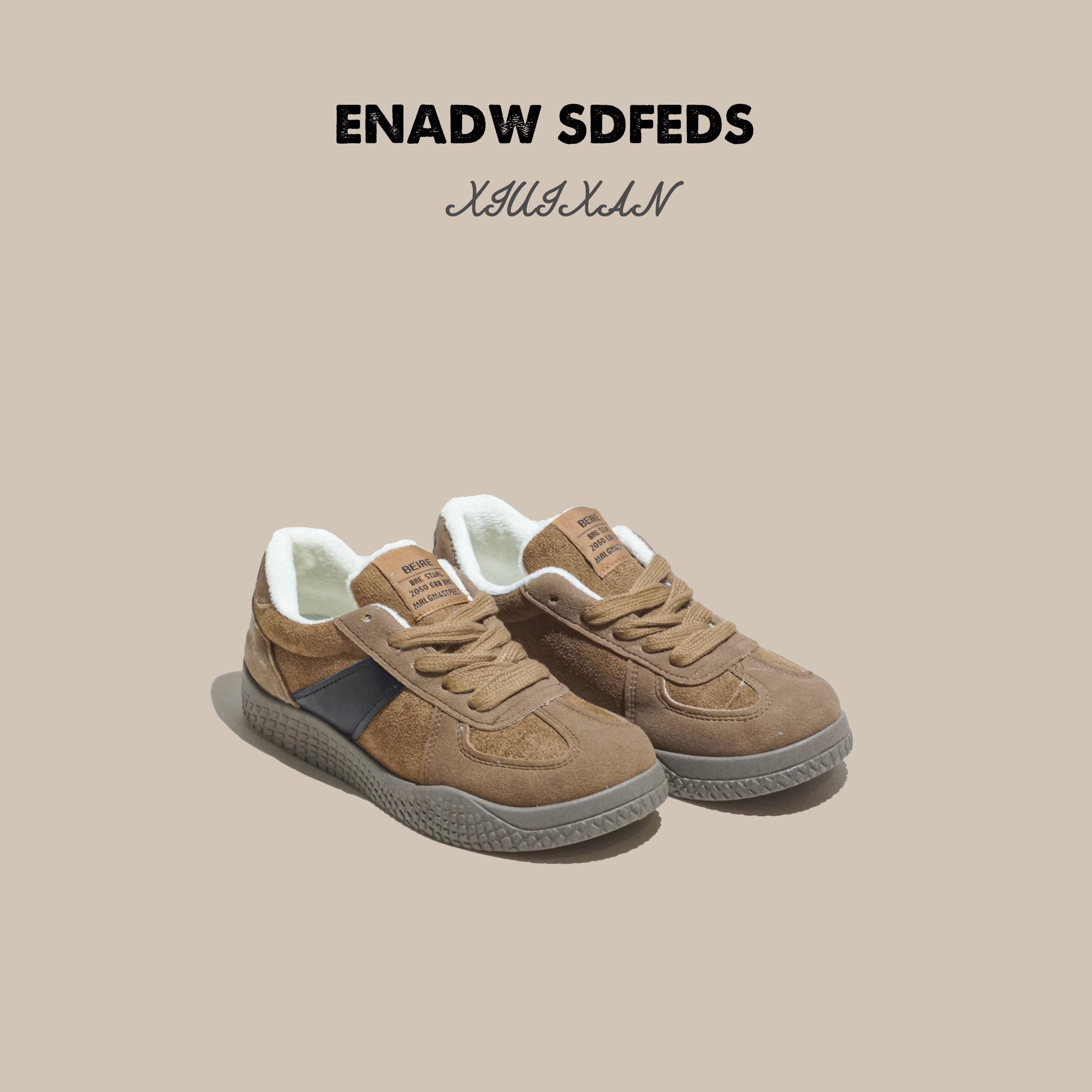 复古百搭加绒德训鞋女2024新款秋冬保暖棉鞋丑萌大头板鞋