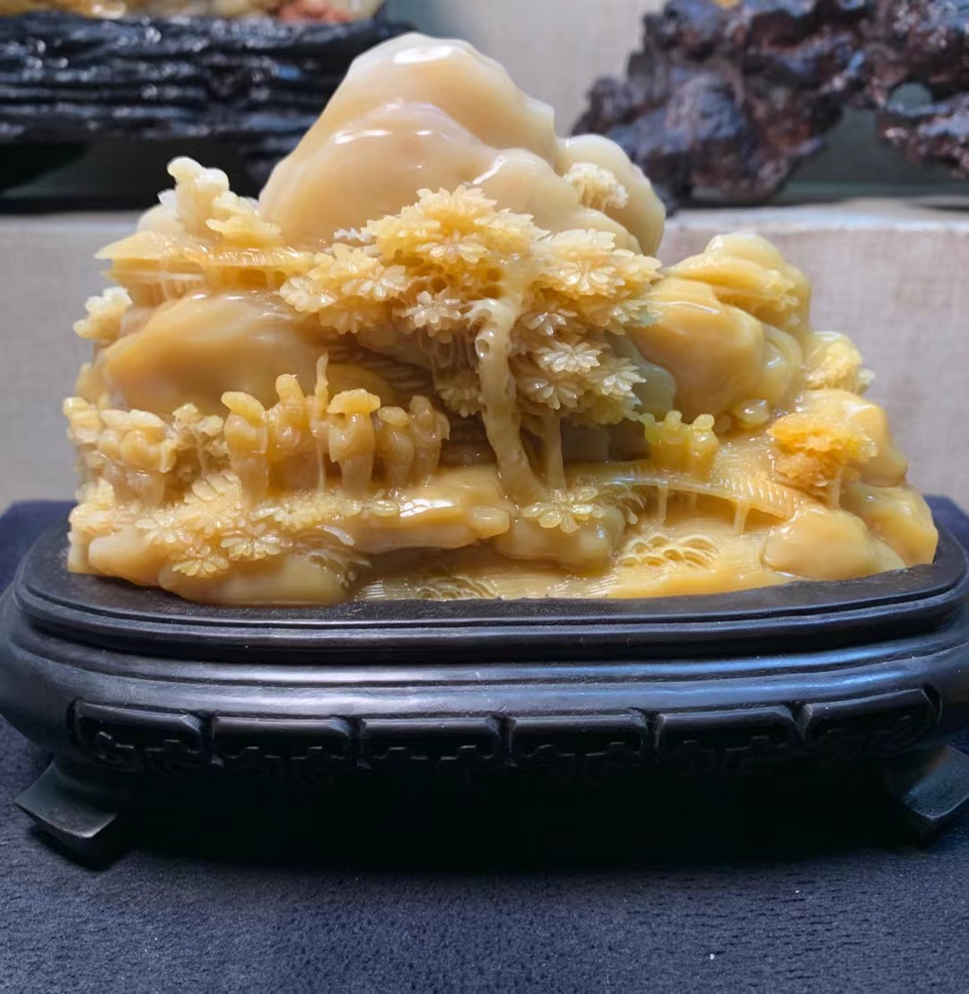 寿山石高山石老挝石北部田黄石摆件