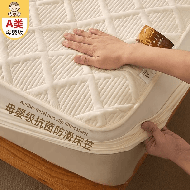 新款夹棉加厚床笠单件防滑全包席梦思床垫保护套原棉抗菌罩床单套