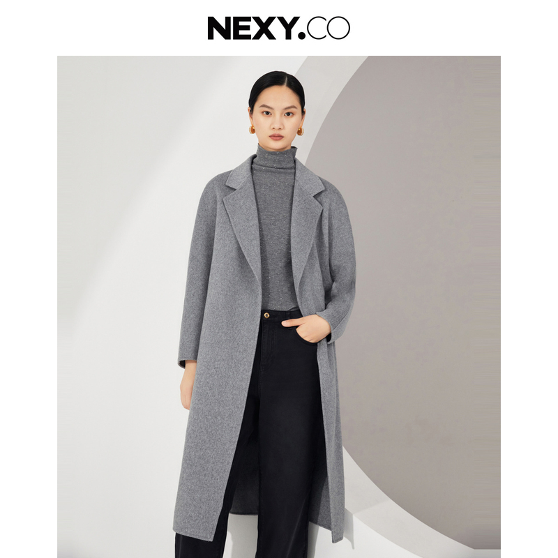 NEXY.CO/奈蔻大衣中长款修身加厚双面呢保暖秋冬XL00827X1