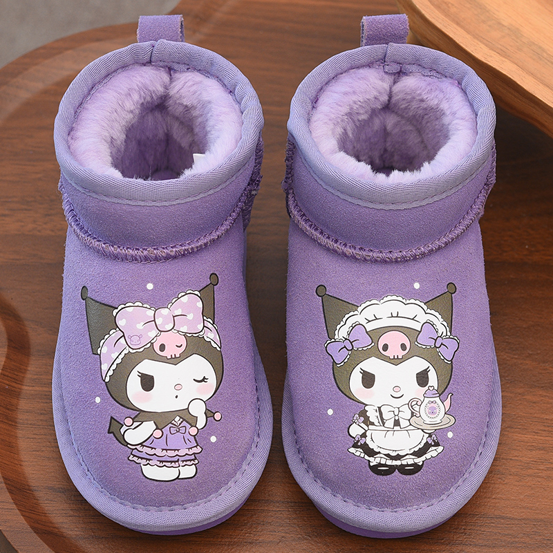 女童雪地靴加绒大棉冬靴2025冬季新款加厚儿童棉靴库洛米女孩棉鞋