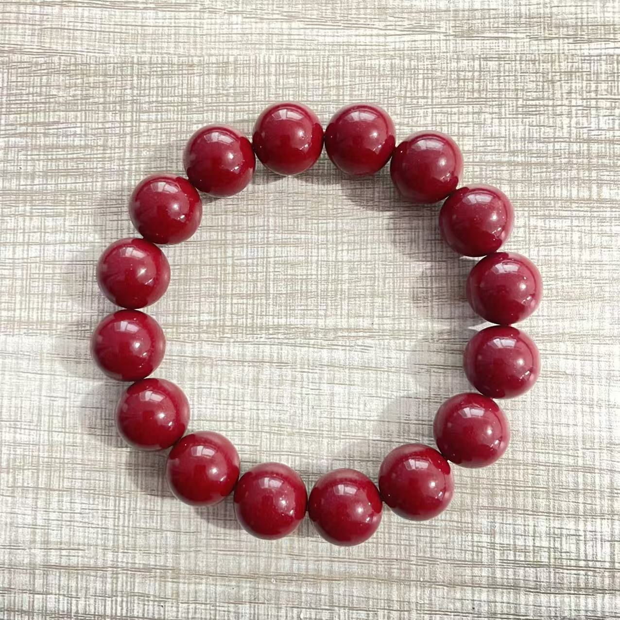 含辰砂工艺品卡14mm手链 大尺寸单圈素圈手串