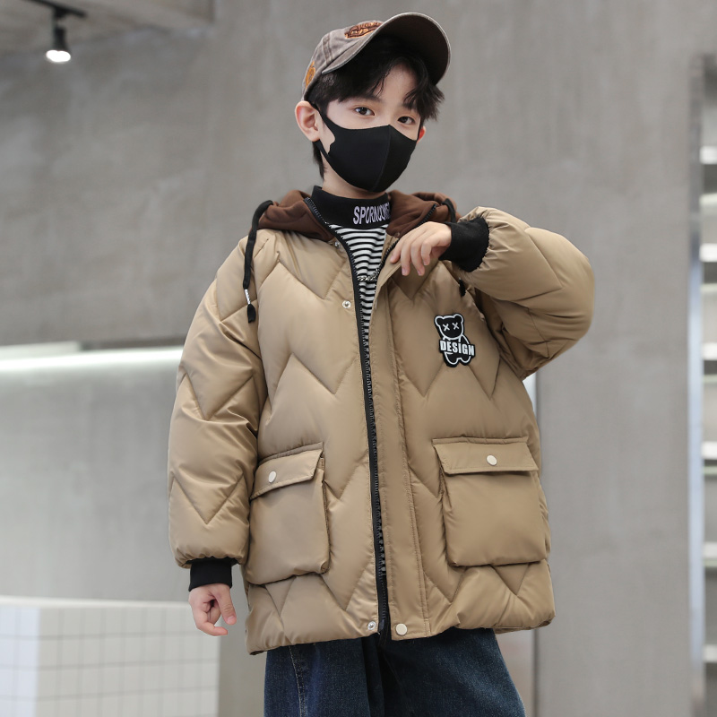 男童冬季棉服2023新款中大童连帽加厚保暖冬装棉衣儿童洋气面包服