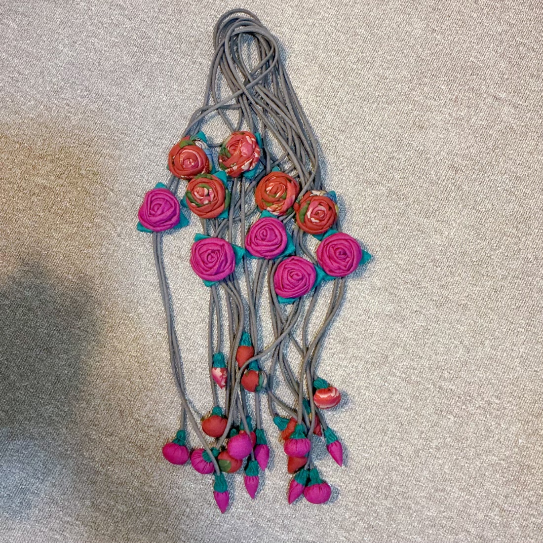 古风加长版抽拉式中国风手工编织复古大玫瑰毛衣链腰链包链链条