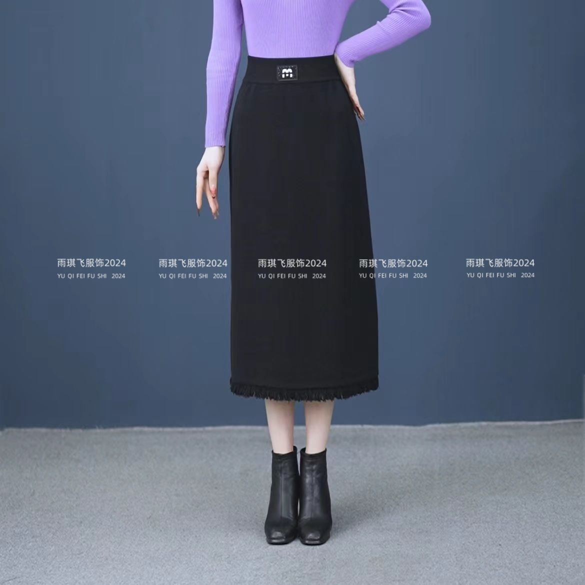 秋冬包臀裙女2025新款高腰显瘦半身裙中长厚款通勤一步裙