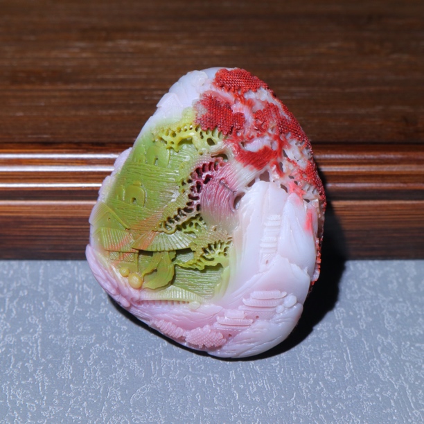 盐源玛瑙包浆山水手把件摆件