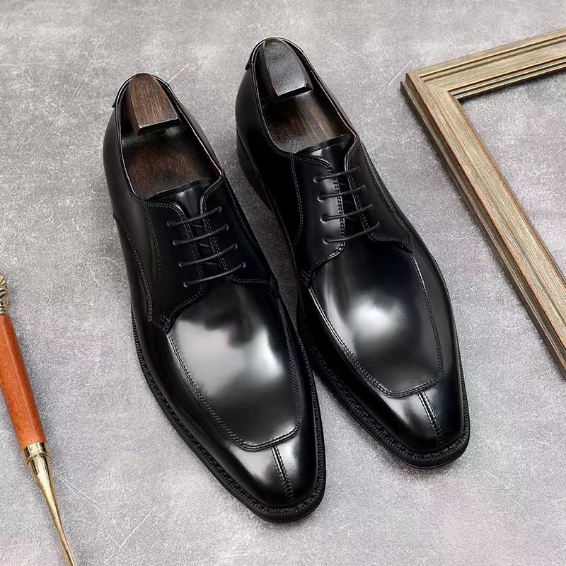 正宗牛皮皮鞋商务正装男士德比鞋英伦男款百搭高级手工皮鞋男棕色