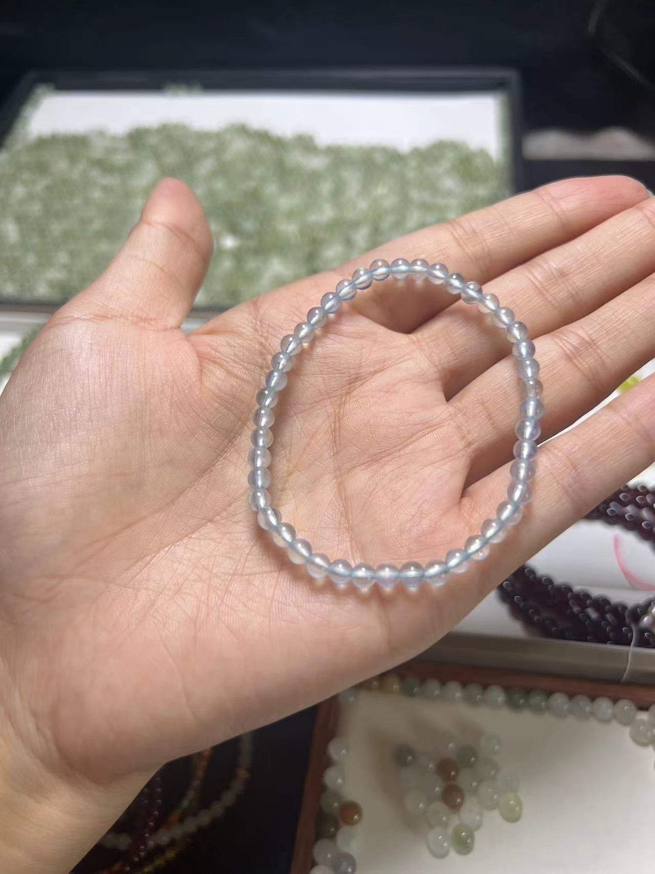 天然海蓝宝4m手链