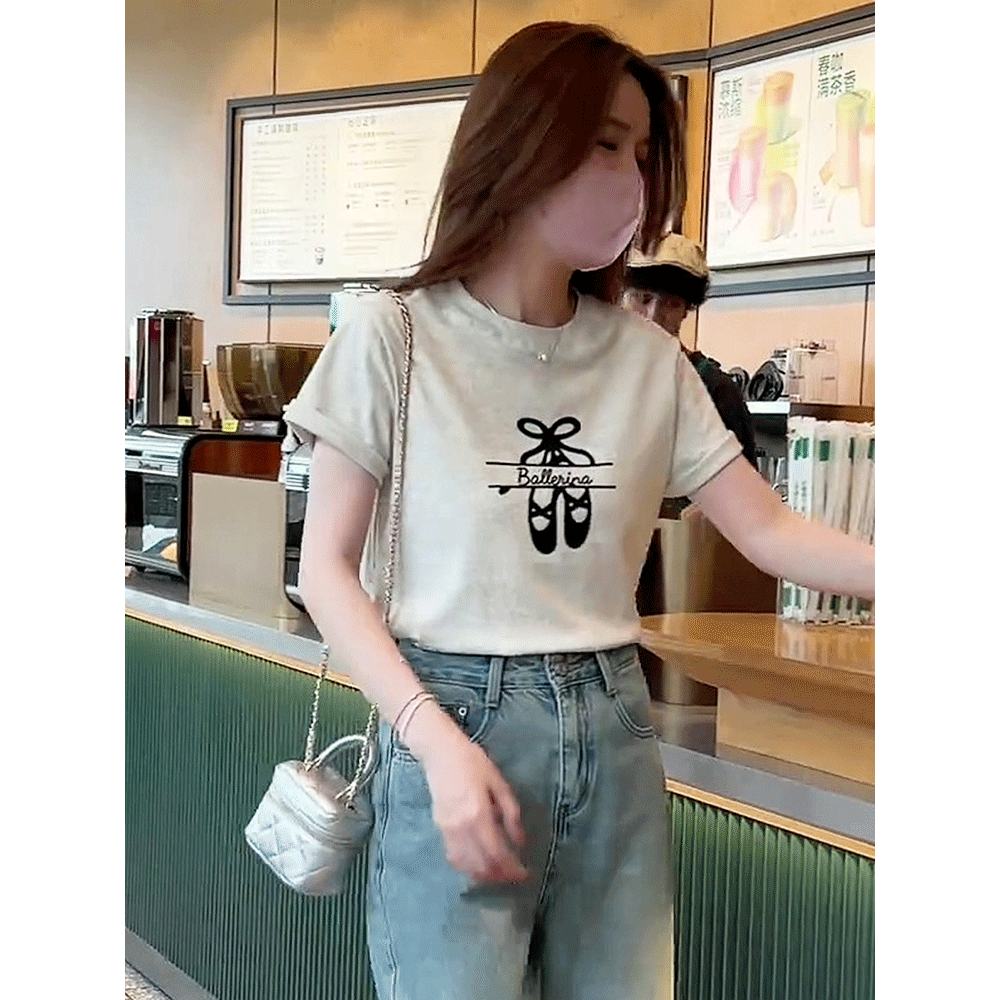 2024新款夏季韩版时尚洋气时髦短款上衣潮大码胖mm圆领短袖t恤女