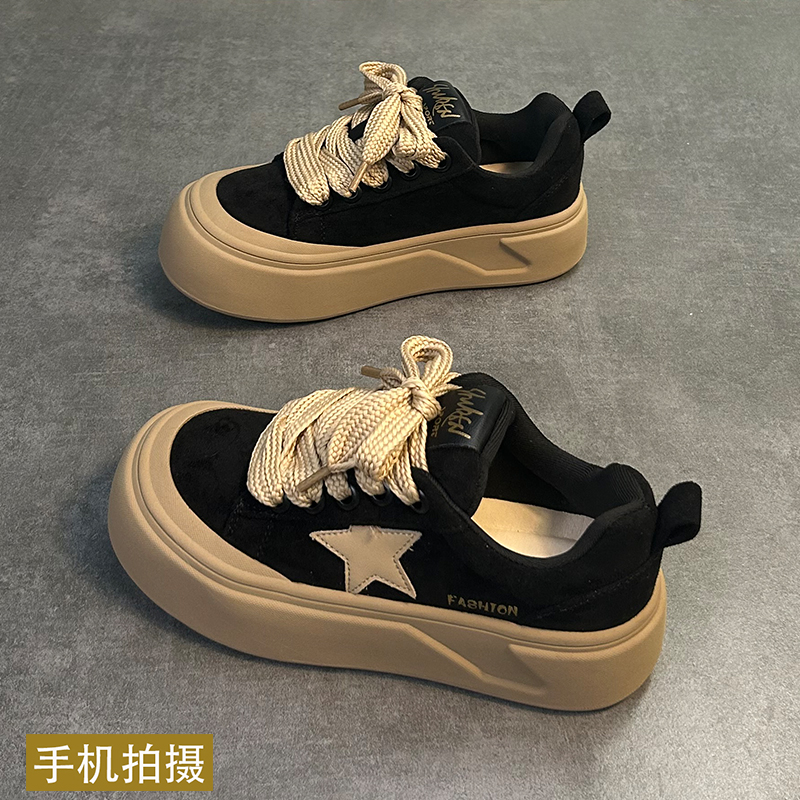 四季回力休女款秋季星星设计2023百搭厚底休闲板鞋增高轻便面包鞋