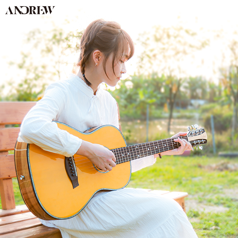 andrew/安德鲁【亮光】民谣木吉他初学生者旅行单板专业级琴