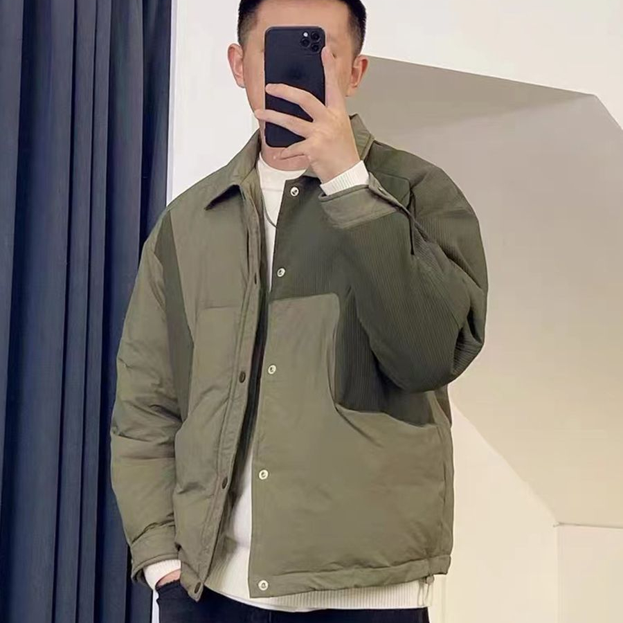高品质男装羽绒服冬季新款潮流拼接翻领外套休闲新款男士加厚外套