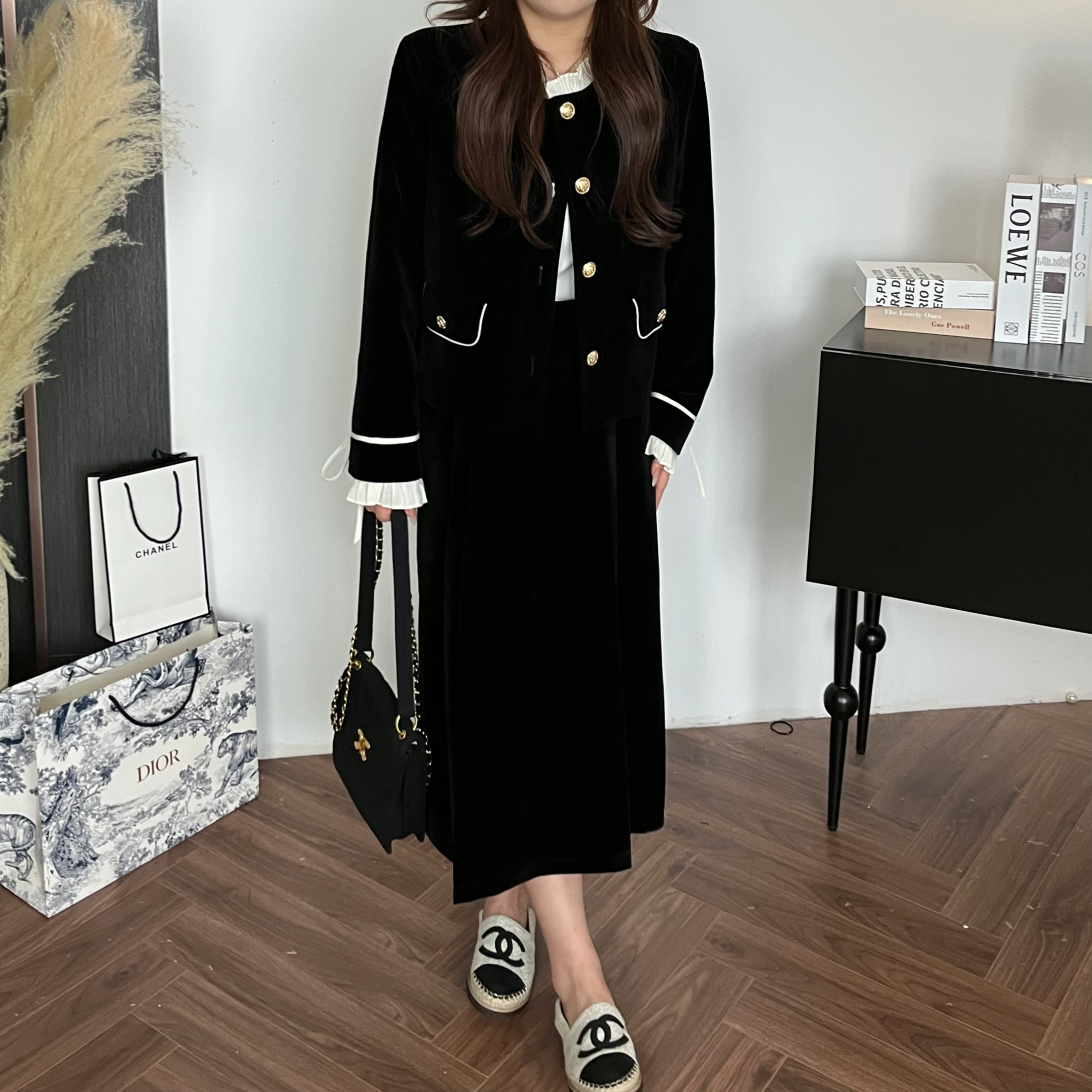 楠序源子显瘦大码女装 2025秋小香风气质显瘦半身裙YZ10107