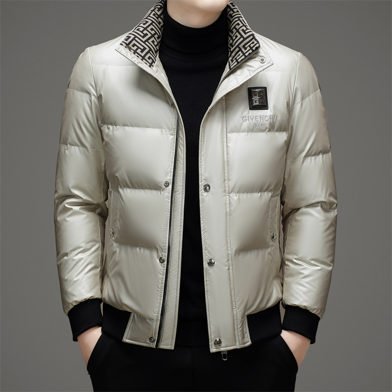 秋冬季阿玛尼男士青年时尚休闲加厚保暖韩版立领羽绒服百搭修身