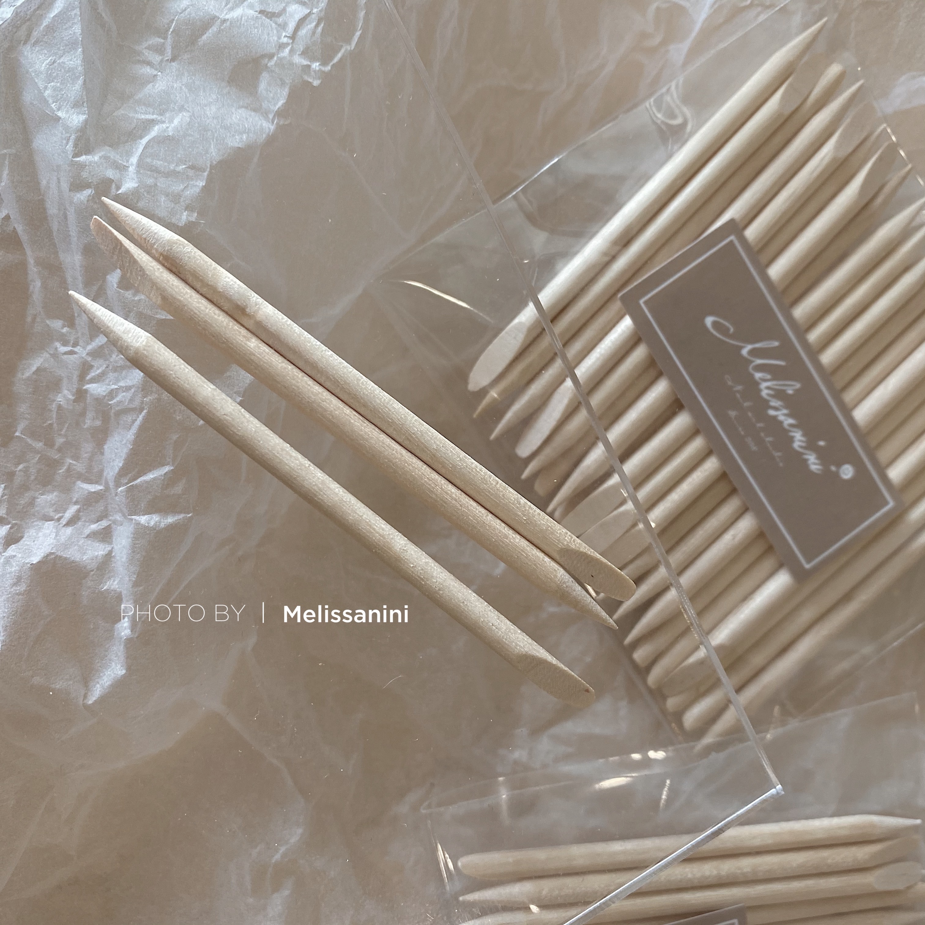 MELISSANINI双头原木打磨头桔木棒美甲清洁溢胶粘钻专用清洁工具