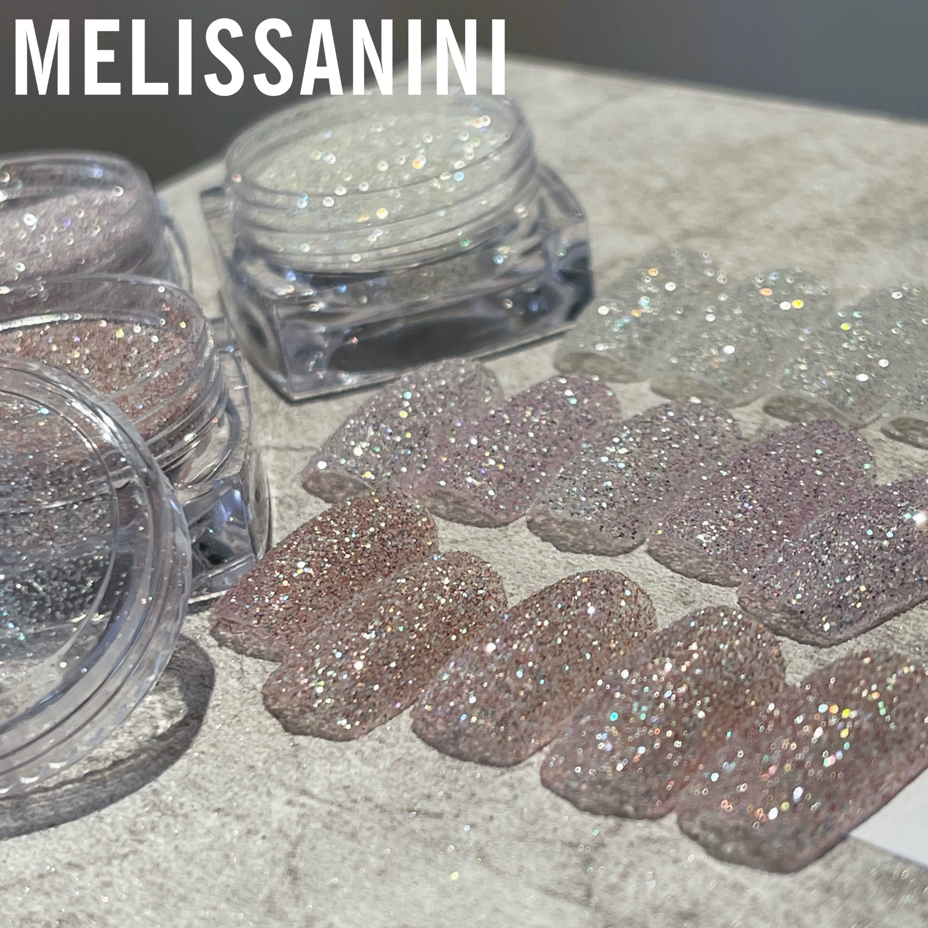 MELISSANINI  梦幻海盐系三色砂糖粉 爆闪钻石美甲搭配